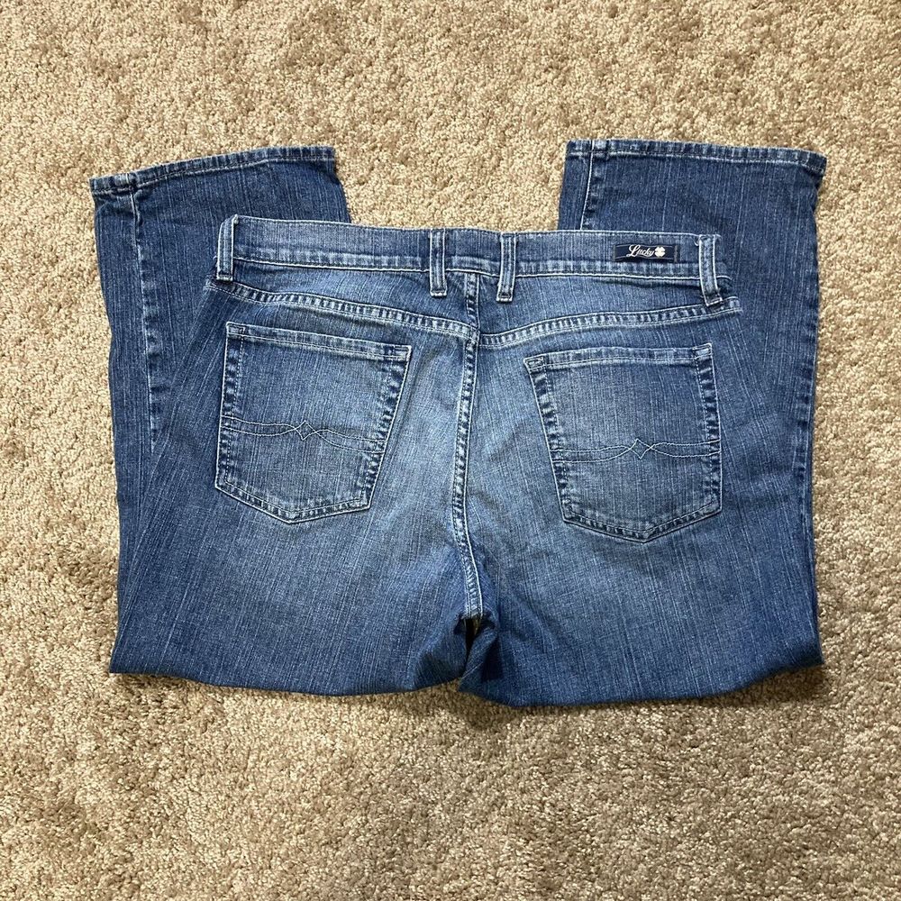 Lucky Brand Classic Rider Crop Size 14 32 Women Denim Blue Jeans Pants Mid Rise